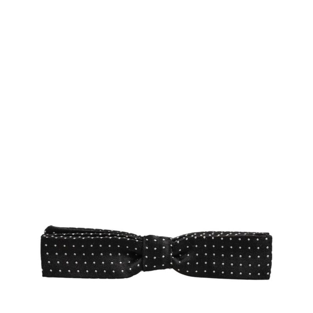 Dolce & Gabbana Black White Polka Dot Adjustable Neck Papillon Bow Men's Tie